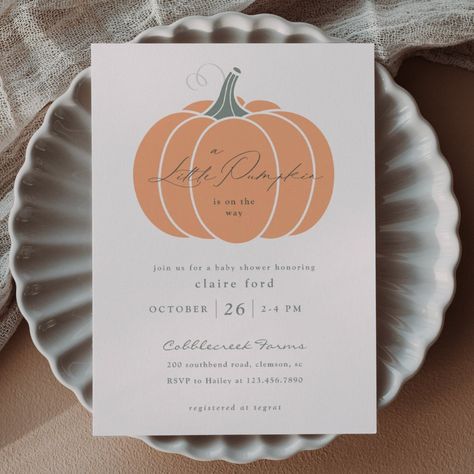 Elegant Orange Pumpkin Fall Baby Shower  Invitation November Baby Shower, Elegant Pumpkins, Fall Baby Shower Invites, Pumpkin Baby, Baby Shower Pumpkin, Orange Pumpkin, Baby Shower Winter, Baby Shower Invites, Baby Shower Fall