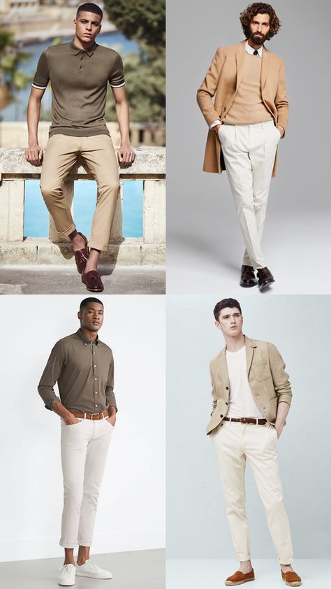 4 Easy Ways To Wear Neutrals | FashionBeans Man Earth Tone Outfit, Mens Neutral Outfit Formal, Guys Neutral Outfits, Neutral Color Palette Clothes Men, Earth Tone Formal Outfit Men, Nuetral Pallete Outfits Men, Neutral Outfits For Men, Cool Toned Outfits Men, Neutrals Outfit Men