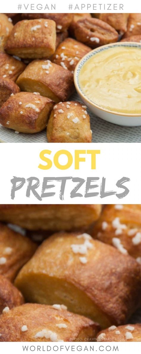 Vegan Soft Pretzels with Cheese Dip Easy Soft Pretzel Recipe, Vegan Soft Pretzels, Soft Pretzel Bites, Dip Vegan, Pretzel Bread, Vegan Appetizers Recipes, Pretzel Cheese, Dip Easy, Baking Soda Bath