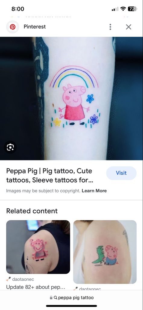 Peppa Pig Tattoo, Pig Tattoo, Tattoo Board, Peppa Pig, Tattoos And Piercings, Sleeve Tattoos, Piercings, Tattoos