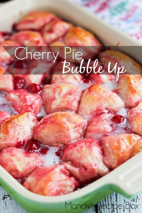 Cherry Pie Bubble Up #bakethisholidayspecial Tiramisu Dessert, Cake Mug, Cherry Desserts, Bubble Up, Cherry Recipes, Snack Foods, Puppy Chow, Cherry Pie Filling, Creative Cookies