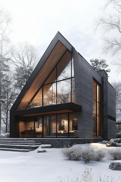 Big A Frame House, Luxury A Frame Homes, Scandi Facade, Luxury A Frame, A Frame Addition, Modern A Frame House, Barndominium Houses, A Frame Homes, Door Architecture