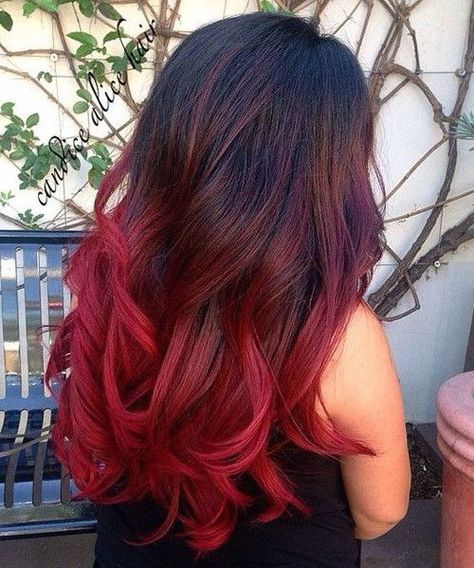 Red Ombre Hair Color, Hair Color Red Ombre, Trendy We Fryzurach, Black Red Hair, Red Ombre Hair, Brown Ombre Hair, Dyed Red Hair, Ombré Hair, Hair Styles 2017