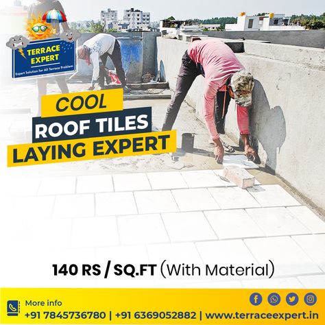 Looking for a Cool Roof Tiles Laying Expert in Chennai? Trust Terrace Expert, the best in town for seamless installation of cool roof tiles on your home terrace. Stay cool and energy-efficient with our top-notch services. Book your appointment today! ✅ Call Us: +91 7845736780 | +91 6369052882 #terraceexpert #coolingtilelaying #rooftileslaying #terracetilelaying #weatheirngtile #tilelaying #coolrooftiles #coolingtiles #weatheringtile #waterproofcoating #coolcoating #paint Terrace Tiles, Water Proofing, Cool Coats, Cool Roof, Roof Tiles, Waterproof Coat, Book Your Appointment, Stay Cool, Energy Efficient