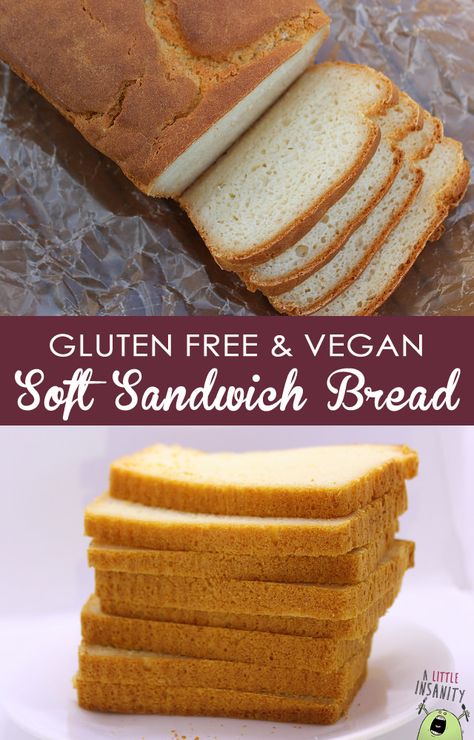 Vegan Sandwich Bread Recipe, Soft Sandwich Bread Recipe, Soft Sandwich Bread, Gluten Free Sandwich, Keto Brood, Soft Bread Recipe, Gluten Free Vegan Bread, Glutenfri Baking, Gluten Free Sandwich Bread