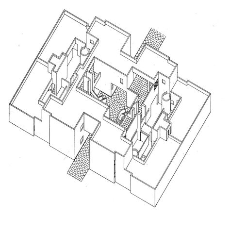 Figure 4. Axonometric of cluster of aprtments and courtyards. Authors after Kamran Diba and DAZ Architects. 2015. Housing Architecture, Urban Landscape Design, Apartment Architecture, Social Housing, Courtyard House, New Town, Architecture Project, Urban Landscape, Architecture Model