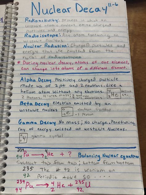 Helpful tips/ how to start Nuclear Radiation, Nuclear Physics, Nuclear Medicine, Note Taking Tips, Physics Notes, Notes Organization, Handwritten Notes, Visual Learners, Simplest Form