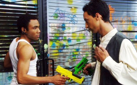 Troy and Abed (Community) Community Paintball, Abed Community, Community Troy, Troy And Abed, Danny Pudi, Community Tv, Community Show, Fav Character, City College