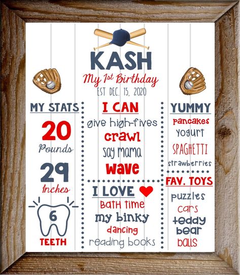 Baseball First Birthday Milestone Poster Sports 1st Birthday | Etsy Sports 1st Birthday, First Birthday Baseball, Baseball Theme Birthday Party, First Birthday Board, Baseball Theme Birthday, Baseball First Birthday, First Birthday Milestone, First Birthday Posters, Boys First Birthday Party Ideas