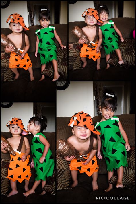 My Pebbles & Bam Bam #Rayleena&RaiderMuniz #homemadecostume Bambam Costume, Pebbles And Bam Bam Costumes, Bam Bam Costume, Pebbles And Bam Bam, First Halloween Costumes, Fun Halloween Games, Homemade Costume, Twins 1st Birthdays, Family Fun Night