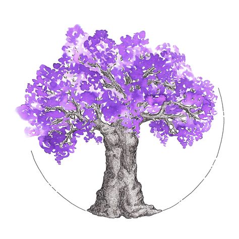 Blue Jacaranda, Murasaki Shikibu, Jacaranda Trees, Panda Tattoo, Landscape Design Drawings, Jacaranda Tree, Travel Journals, Watercolor Wash, Line At