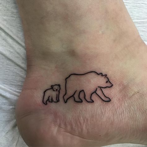 Did this tiny little bear and cub today on Kirsten . Simple doesn't mean easy  but at least it was fun ! #tattoolover #tattoolove #tattoolife #tattooartwork #tattooartist #tattooart #heirloomtattoo #thankful #beartattoo #bearcubtattoo #lineworktattoo #tinytattoo #rutgerstattoo #manvillenj Teddy Tattoo, Cub Tattoo, Bear Paw Tattoos, Polar Bear Tattoo, Cubs Tattoo, Bear Tattoo Designs, Paw Tattoo, Bear Tattoos, Tattoo For Son