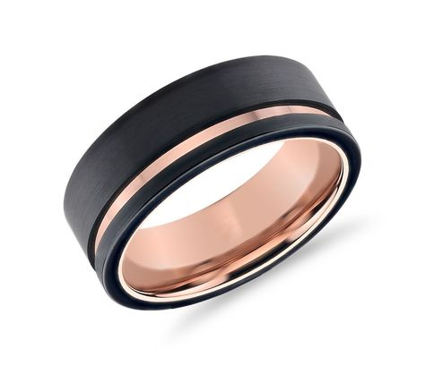 37 Best Mens Wedding Bands for the Stylish Guy - Green Wedding Shoes Cool Mens Wedding Bands, Black Tungsten Wedding Band, Wedding Band Engraving, Engraved Wedding Rings, Black Tungsten, Engraved Wedding, Wedding Rings Rose Gold, Tungsten Wedding Bands, Band Engagement Ring