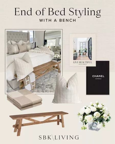 BEDROOM \ End of bed styling with a bench. Shop my favorite finds and learn tips for a bedroom refresh. | SBK Living Chair At The End Of The Bed, Bench At End Of Bed Bedroom Ideas, End Of Bed Ideas, Bedroom Table, End Of Bed Bench, Rustic Bedding, Bed Bench, Modern Bedroom Design, Bedroom Refresh