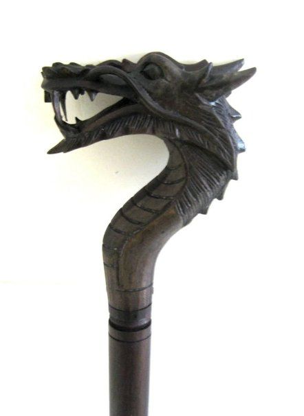 Carved Wooden Dragon Walking Stick Dragon Walking Stick, Cool Canes, Wooden Dragon, Hand Carved Walking Sticks, Stick Wood, Statue Home Decor, Canes And Walking Sticks, Cane Stick, Carved Dragon