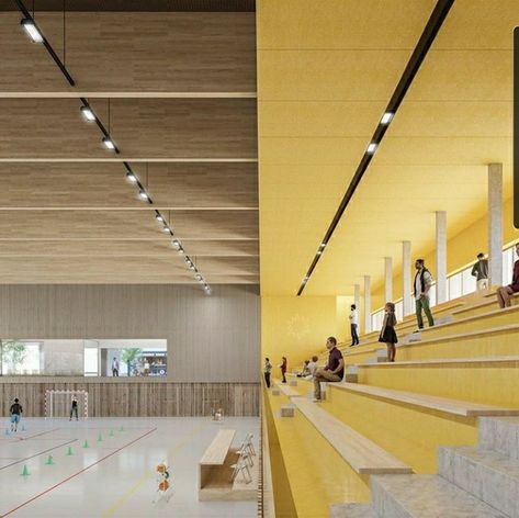 Sport Hall Design, Sport Hall Architecture, Gymnasium School, Gymnasium Architecture, Gym Architecture, School Gymnasium, Gymnastics Center, Sports Hall, Yantai