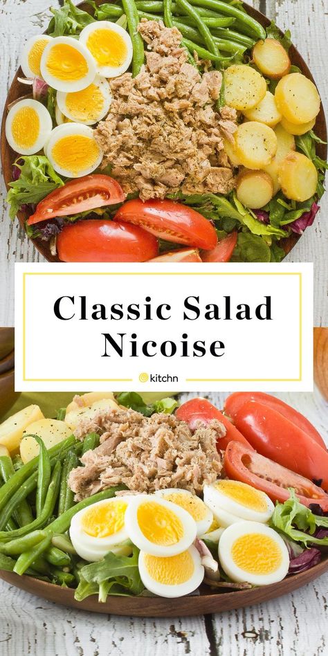 Salad Nicoise Recipe, Salad Nicoise, Nicoise Salad Recipe, Eggs Salad, Traditional French Recipes, French Recipe, Dijon Vinaigrette, Classic Salad, Nicoise Salad