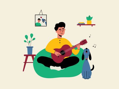 Playing Guitar Illustration by Duckleap on Dribbble Guitar Illustration Drawing, Playing Guitar Illustration, Guitar Illustration, Guitar Drawing, Playing Guitar, Xmas Cards, Your Design, Creative Professional, Illustration Design