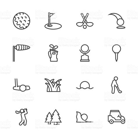 Golf Icons Line Series Vector EPS File. Golf Tattoo, Golf Drawing, Tattoo Memorial, Golf Quotes Funny, Golf Pictures, Golf Magazine, Golf Logo, Golf Videos, Golf Design