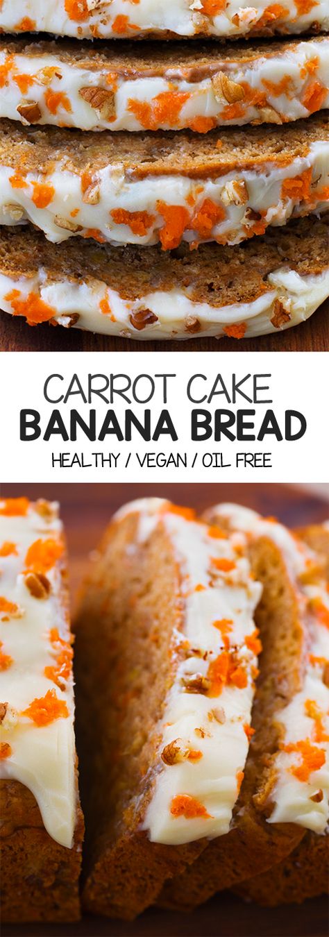 Carrot Cake Banana Bread, Cake Banana Bread, Carrot Banana Cake, Healthy Carrot Cake, Breakfast Banana, Homemade Carrot Cake, Dessert Oreo, Cake Banana, Healthy Carrot Cakes