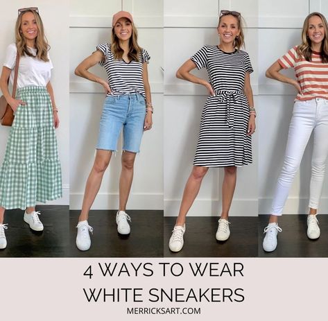 4 White Sneaker Outfits for Summer - Merrick's Art White Keds Outfit, White Sneakers Outfit Spring, White Sneakers Outfit Summer, Keds Outfit, Best White Sneakers, Sneakers Outfit Summer, White Keds, White Sneakers Outfit, Spring Summer Capsule Wardrobe