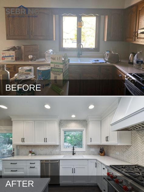 Erik & Nikki's Kitchen Remodel Before & After Pictures - Sebring Design Build Before After Kitchen, Home Remodeling Contractors, Kabinet Dapur, Home Remodeling Diy, Kitchen Remodel Before And After, Wine Refrigerator, After Pictures, Interior Modern, Diy Remodel