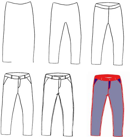 Let's Learn How To Draw Pants In 6 Steps 1 Draw Pants, How To Draw Pants, How To Draw Snow, Lol Coloring Pages, Lol Coloring, Jeans Drawing, Pants Drawing, Basic Painting, Painting Skills