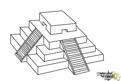 How to Draw a Ziggurat - DrawingNow Ziggurat Sketch, Mesopotamia Drawing, Ziggurat Of Ur Drawing, Ziggurat Drawing, Coloring Theory, Mesopotamia Projects, Landscapes For Beginners, Easy Pictures To Draw, Medicine Snaps