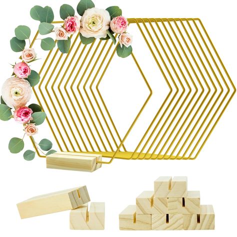 PRICES MAY VARY. 💐【Floral Hoops Set】Comes with 12 pcs 8 inch large metal floral hoops centerpiece and 12 pcs natural wooden card stands. These DIY ornaments can be used for your wedding table, head table 💐【Durable Material】The metal hoop is made of sturdy metal, strong and not easy to break or deform. The surface is glazed to prevent oxidation and rust. Wood place card holders are made of natural pine wood with a smooth surface 💐【DIY Handmade Craft】Just insert a circle centerpiece ring for ta 75th Anniversary Decorations, 50th Anniversary Table Decorations, Engagement Party Centerpieces, Wreath Macrame, Hoop Centerpiece, Vintage Table Decorations, Wood Place Card Holders, Centerpiece For Table, Bridal Shower Decorations Diy