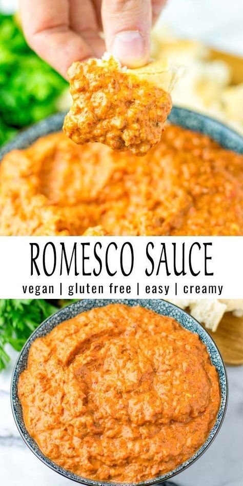 Romesco Sauce Recipe, Romesco Sauce, Vegan Dip, Vegan Sauces, Pasta Salads, Idee Pasto Sano, Vegan Foods, African Safari, Vegan Eating