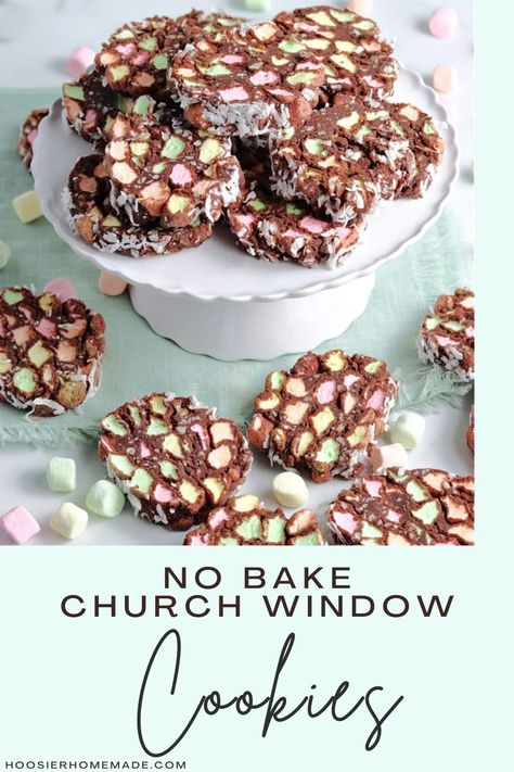 Church Window Cookies are a delicious and festive treat! They are perfect for Christmas. These cookies are always a hit at parties and potlucks and make for a lovely homemade gift. If you’re looking for a show-stopping cookie recipe, look no further than these No Bake Cookies! Cathedral Window Cookies, Church Windows Recipe, Appalachian Christmas Recipes, Church Window Cookies Recipes, Window Cookies Christmas, Church Windows Cookies, Window Pane Cookies, Church Window Cookies, Window Cookies