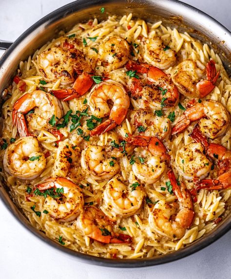 Marry Me Shrimp, Orzo Recipes Healthy, Creamy Orzo Recipes, Orzo Recipes Side, Orzo Pasta Recipe, Shrimp And Orzo, Creamy Orzo Pasta, Orzo Pasta Recipes, Shrimp Orzo