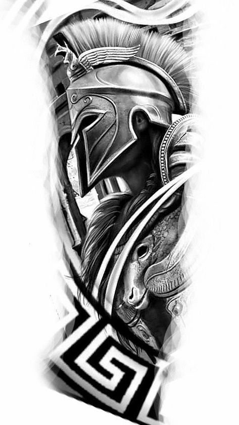 Upper Arm Tattoos For Guys, Sparta Tattoo, Angel Warrior Tattoo, Japanese Warrior Tattoo, Koi Tattoo Sleeve, Tatoo 3d, Viking Warrior Tattoos, Gladiator Tattoo, Zeus Tattoo