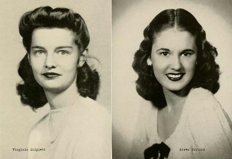 1940s-college-girl-hairstyles-1944 Short Cropped Hair, 1940s Women, Vintage Hairstyles Tutorial, Long Hair Trends, 1940s Hairstyles, Crop Hair, Pin Curls, Retro Hairstyles, 1940s Fashion