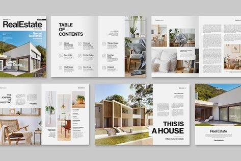 Real Estate Magazine Template - Design Template Place Professional Architecture Portfolio, Portfolio Layout Template, Architect Portfolio Design, Architecture Student Portfolio, Architecture Portfolio Template, Real Estate Magazine, Architecture Portfolio Layout, Brochure Template Layout, Portfolio Design Layout