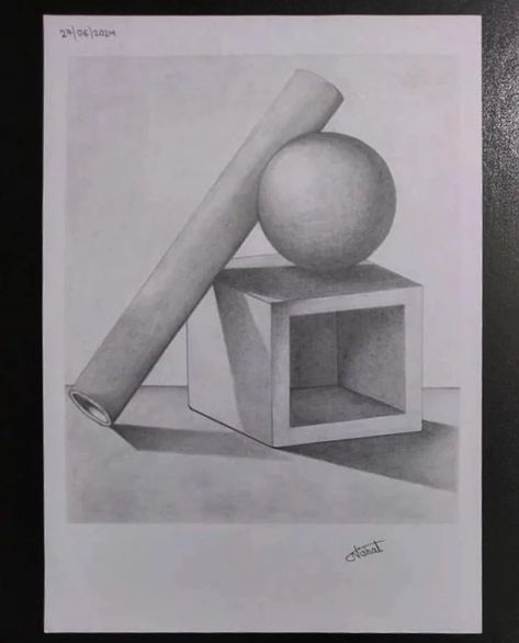 Realistic still life art. Exploring the art of still life with renewed focus. Shading to bring out depth and realism. Paying special attention to shadows and details. Capturing the essence of light and dark contrasts. Rate it out of 10. Do like, comment, share and follow. #art #artoftheday #artist #artistsoninstagram #artwork #stilllifeart #realisticsketch #sketch #drawing #realisticart #myart #artlover #nishat_art_world #stilllifeartist #shading #artdom_india Light And Shade Drawing Still Life, Light And Shadow Sketch, Still Life Sketch, Shading Drawing, Still Life Artists, Realistic Sketch, Still Life Art, Like Comment Share, Light And Dark