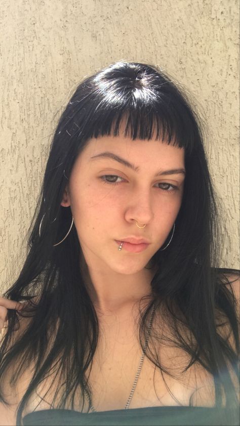 Goth Micro Bangs, Black Hair Micro Bangs, Wispy Micro Bangs, Micro Bangs Goth, Micro Bangs Curly Hair, Micro Curtain Bangs, Micro Bangs Hairstyle, Micro Bangs With Long Hair, Long Hair Baby Bangs