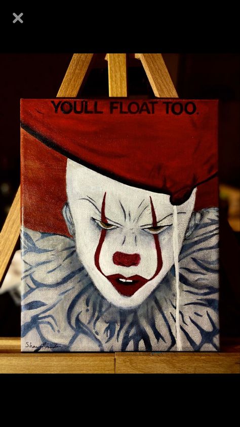 Pennywise Canvas Painting, Michael Myers Painting, Pennywise Painting, Halloween Canvas Paintings, Fun Drawings, Garage Projects, Halloween Canvas Art, Fall Paintings, It Pennywise