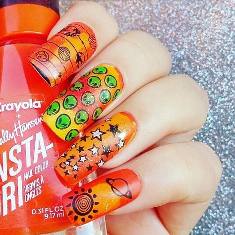 Neon orange, colorful nails, galaxy, space Nails Galaxy, Alien Nails, Neon Green Nails, Nails Colorful, Colorful Nails, Space Aliens, Neon Nails, Green Nails, Neon Orange