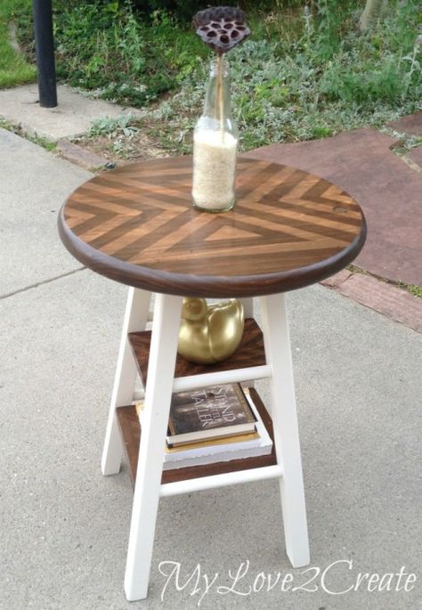 MyLove2Create, Stool turned side table Ikea Stool, Stool Makeover, Painted Stools, Diy Furniture Hacks, Furniture Rehab, Repurposed Items, Furniture Hacks, Furniture Makeovers, Repurposed Furniture Diy