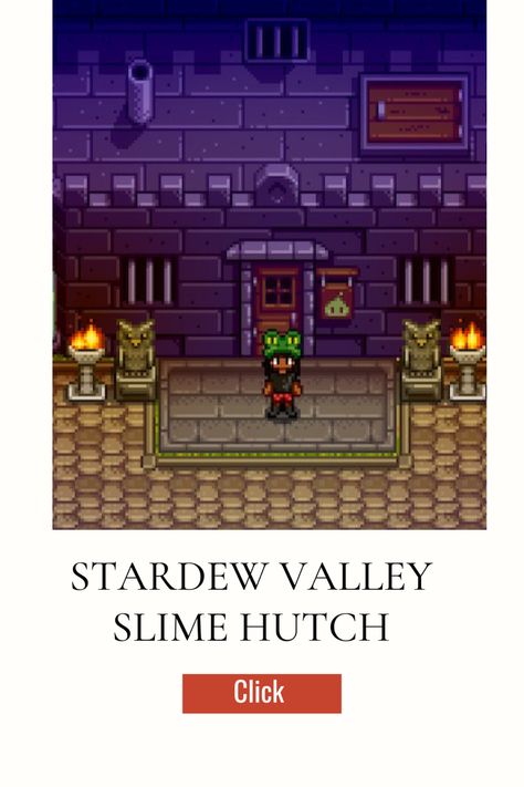 Stardew Valley Slime Hutch Stardew Valley Slime Hutch, Stardew Slime Hutch, Chicken Coop Stardew Valley, Slime Hutch Stardew Valley, Stardew Valley Slime Hutch Layout, Stardew Fruit Bat Cave, Stardew Valley Spring Calendar, Stardew Valley Layout, Stardew Valley