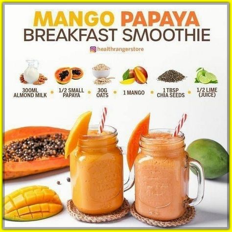 Papaya Breakfast, Easy Healthy Smoothie Recipes, Resep Juice, Healthy Diet Smoothies, Papaya Smoothie, Resep Diet Sehat, Resep Smoothie, Fruit Smoothie Recipes Healthy, Easy Healthy Smoothies