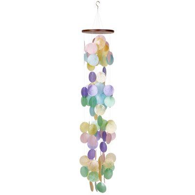 Waterfall Rainbow, Capiz Wind Chimes, Rainbow Waterfall, Capiz Shell, Garden Accents, Luminous Colours, Wind Spinners, Gold Wood, Wind Chime