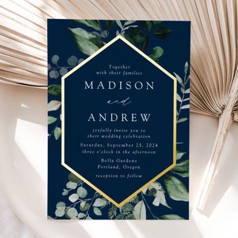 Gold Frame Wedding, Dark Green Wedding, Popular Wedding Invitations, Wedding Invitation Trends, Green Invitations, Gold Foil Wedding Invitations, Emerald Green Weddings, Navy Wedding Invitations, Botanical Wedding Invitations