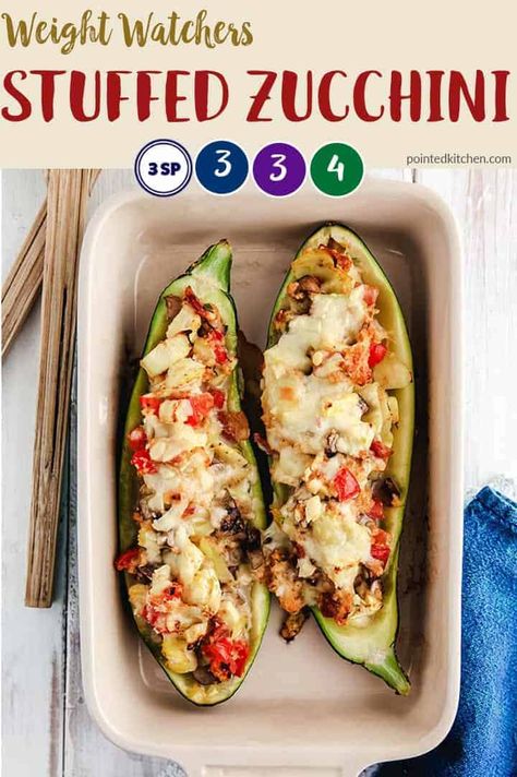 Stuffed Zucchini Recipes, Ww Green Plan, Weight Watchers Zucchini, Weight Watchers Pasta Recipes, Weight Watchers Salad, Ww Lunch, Weight Watchers Lunches, Weight Watcher Desserts, Smart Points Recipes