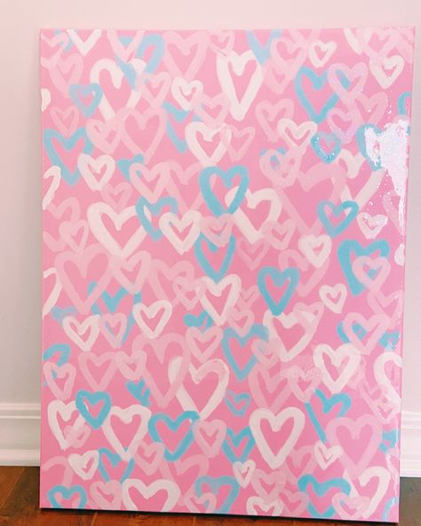 Preppy Painting Inspo Easy, Preppy Things To Paint Easy, Preppy Drawings Sketches, Preppy Painting Ideas Easy Simple, Coquette Painting Ideas On Canvas, Canvas Painting Ideas Taylor Swift, Coquette Canvas Painting, Preppy Heart Painting, Canvas Painting Preppy