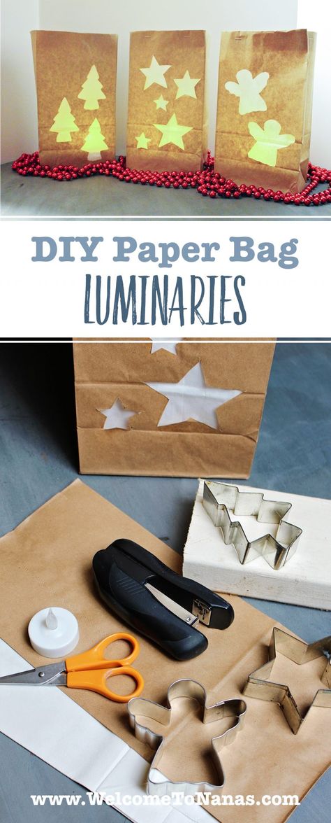 Paper Bag Uses, How To Make Luminaries Bags, Paper Bag Crafts For Kids Christmas, Paper Bag Luminaries Diy, Brown Bag Crafts, Crafts With Paper Bags, Paper Bag Decorating Ideas, Luminary Bags Diy, Luminaries Paper Bag