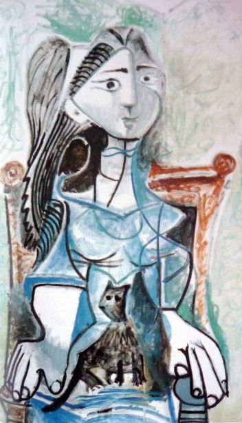 Picasso-sitting _woman_with_cat_1964 Picasso Minotaur, Picasso Quotes, Picasso Woman, Pablo Picasso Drawings, Picasso Cubism, Picasso Portraits, Picasso Drawing, Pablo Picasso Art, Art Picasso