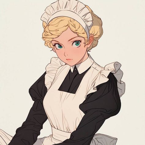 Female Baker Character Design, Maid Character Design, Maid Drawing, Maid Character, Maid Girl, Draw Reference, Rp Ideas, Anime Maid, Fashion Design Drawings