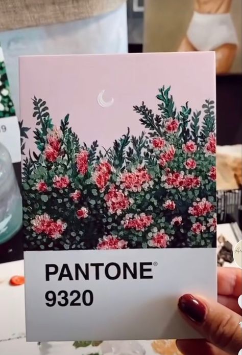 Painting On Pantone Cards, Pantone Postcard Painting, Pantone Challenge Ideas, Pantone Painting Challenge, Pantone Card Painting, Pantone Postcard Art, Pantone Painting, Pantone Postcards, Pantone Cards